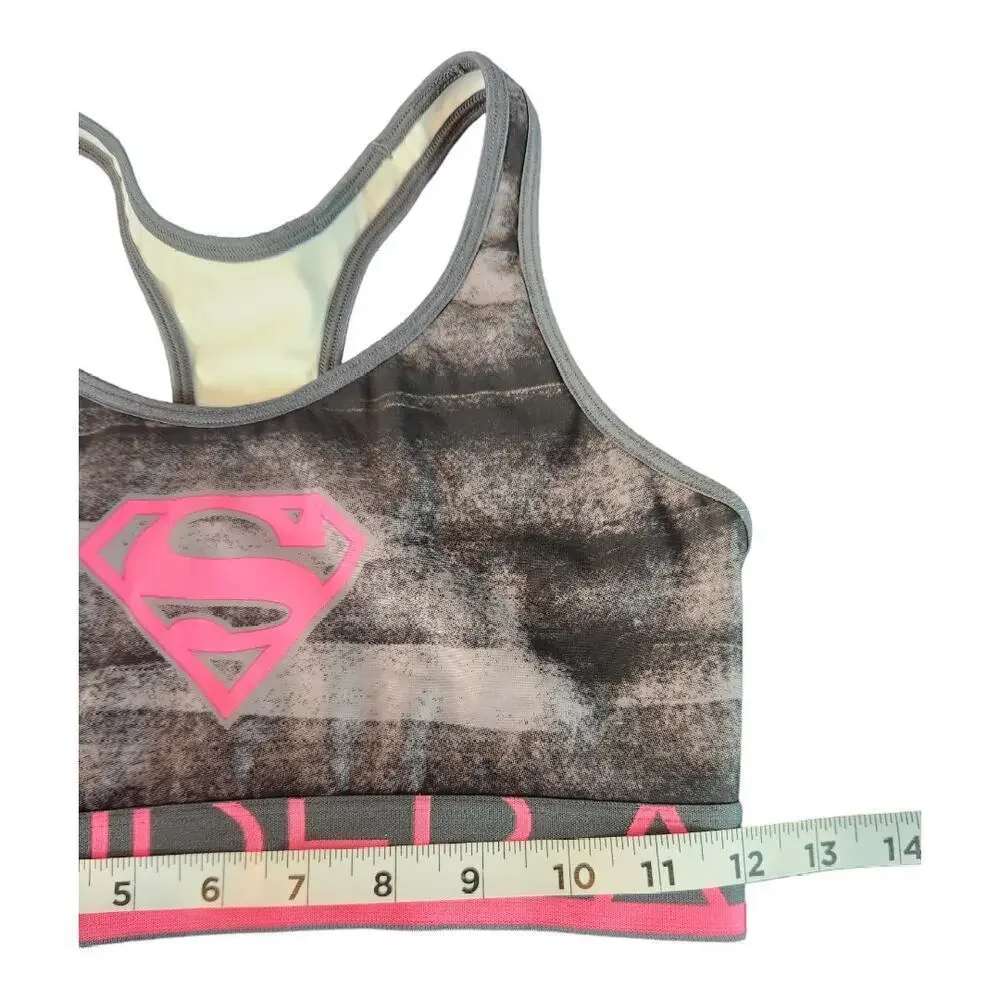 Under Armour superman logo black and‎ pink sports bra size small 14